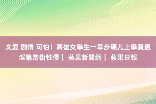 文爱 剧情 可怕！高雄女學生一早步碾儿上學竟遭淫狼當街性侵｜ 蘋果新聞網｜ 蘋果日報