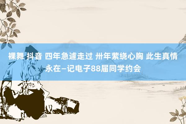 裸舞 抖音 四年急遽走过 卅年萦绕心胸 此生真情永在—记电子88届同学约会