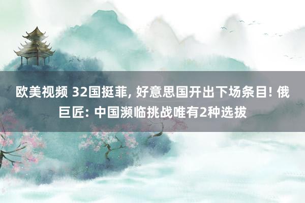 欧美视频 32国挺菲， 好意思国开出下场条目! 俄巨匠: 中国濒临挑战唯有2种选拔