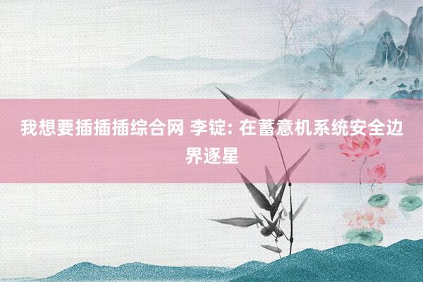我想要插插插综合网 李锭: 在蓄意机系统安全边界逐星