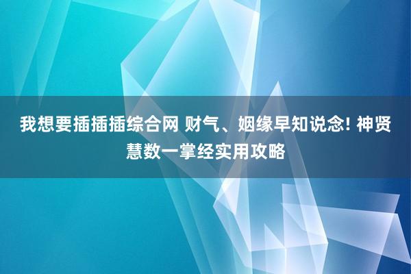我想要插插插综合网 财气、姻缘早知说念! 神贤慧数一掌经实用攻略